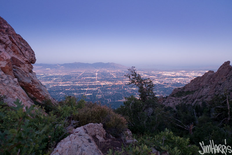 City lights before sunrise