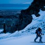 Just before dawn in Upper Pole Couloir