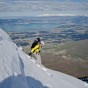 Mark skins-on skiing down the undulating ridgeline