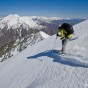 Mark starts down slope with Timp in the background