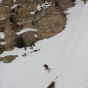 Tom skis down the sneak