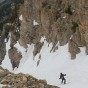 Out the chute to the lower apron