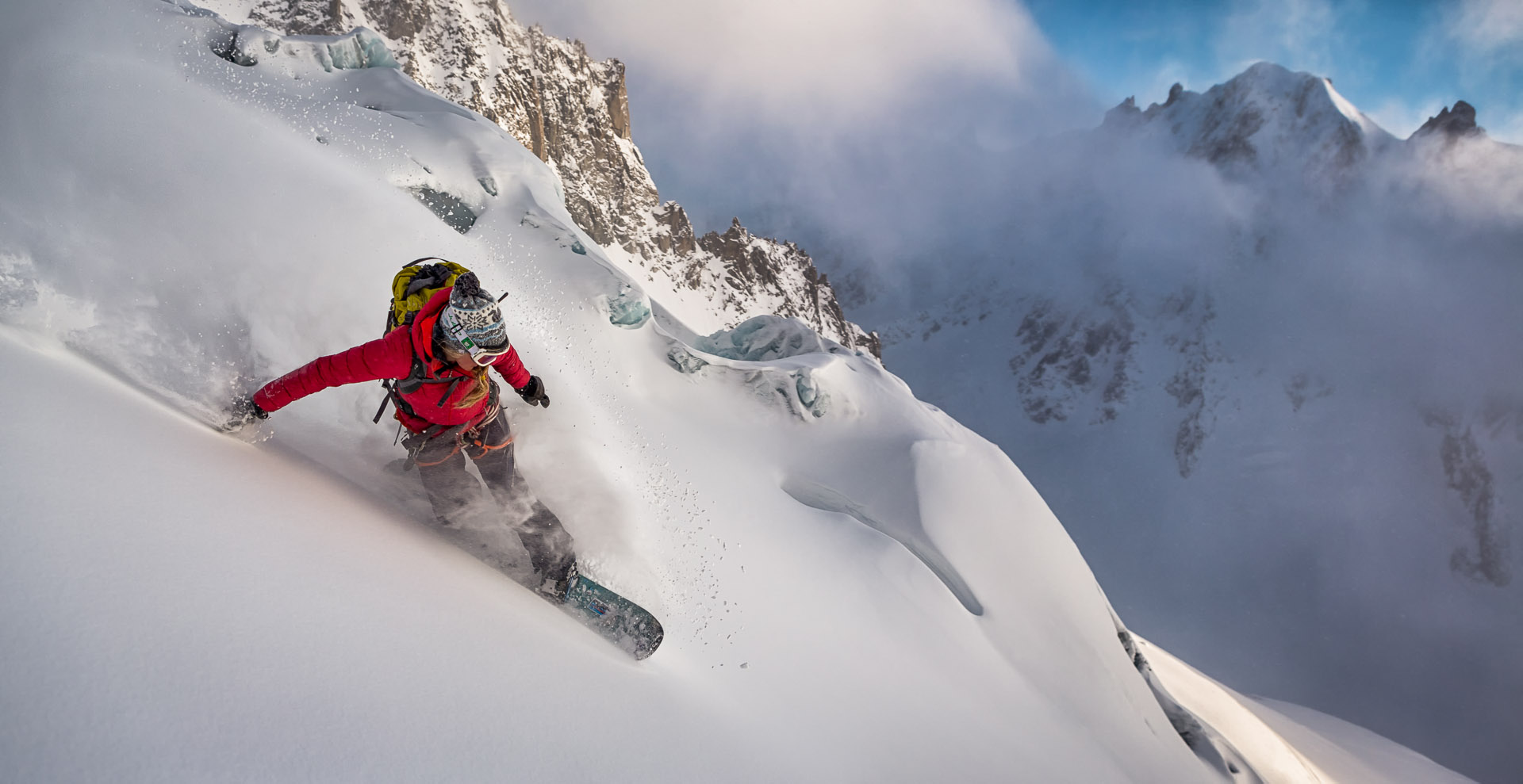 Liz Daley rides Glacier des Améthystes, Chamonix, France